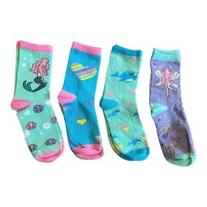 NWOT K.Bell Kid's Mermaid and Fairy’s Crew Socks sizes 6-8